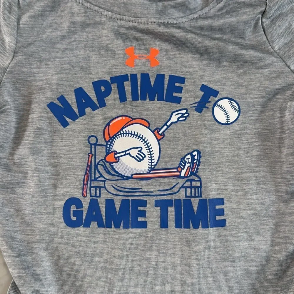 NWOT Under Armour Onesie Naptime to Game time Size 0/3 Months